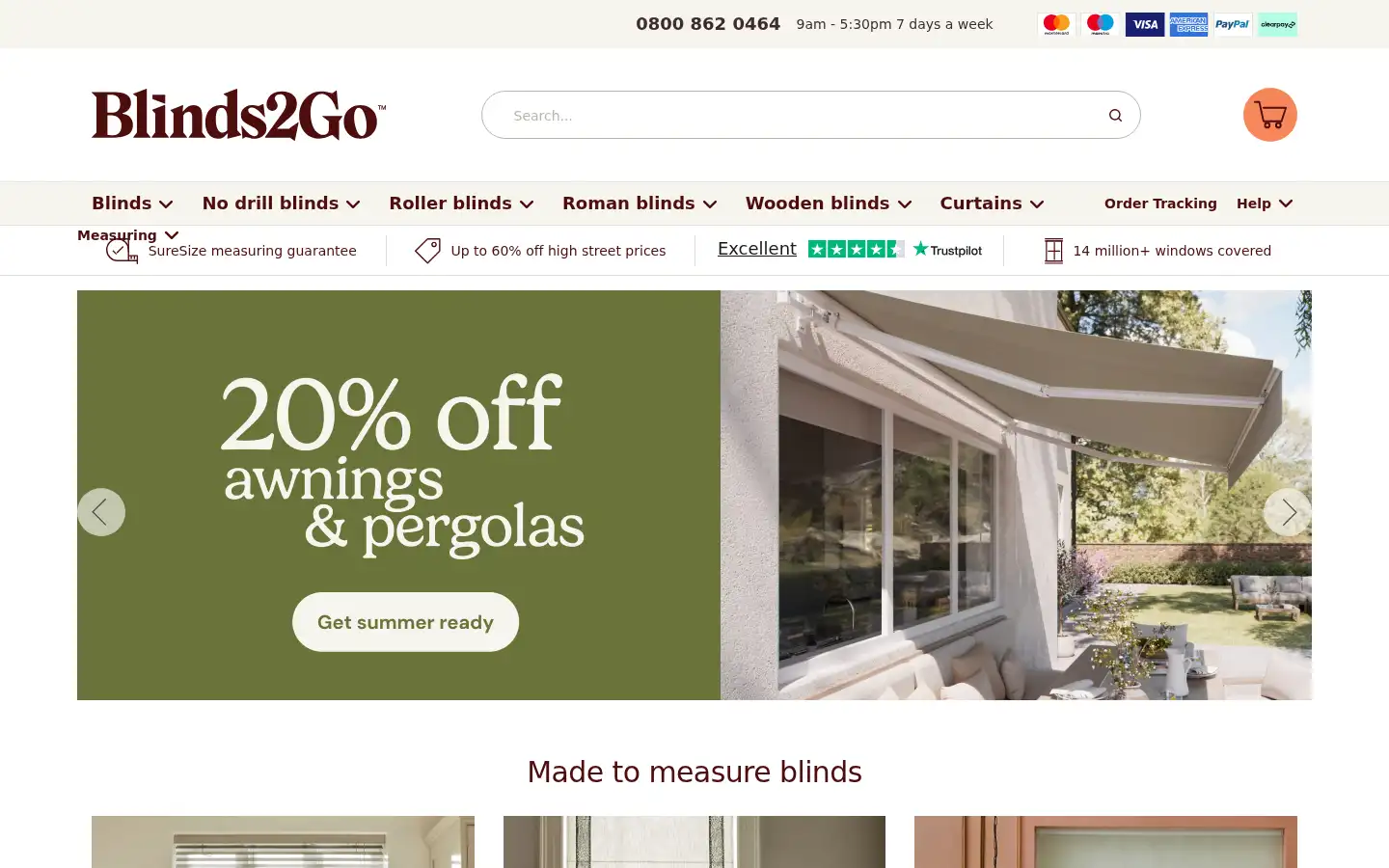 Screenshot of blinds-2go.co.uk