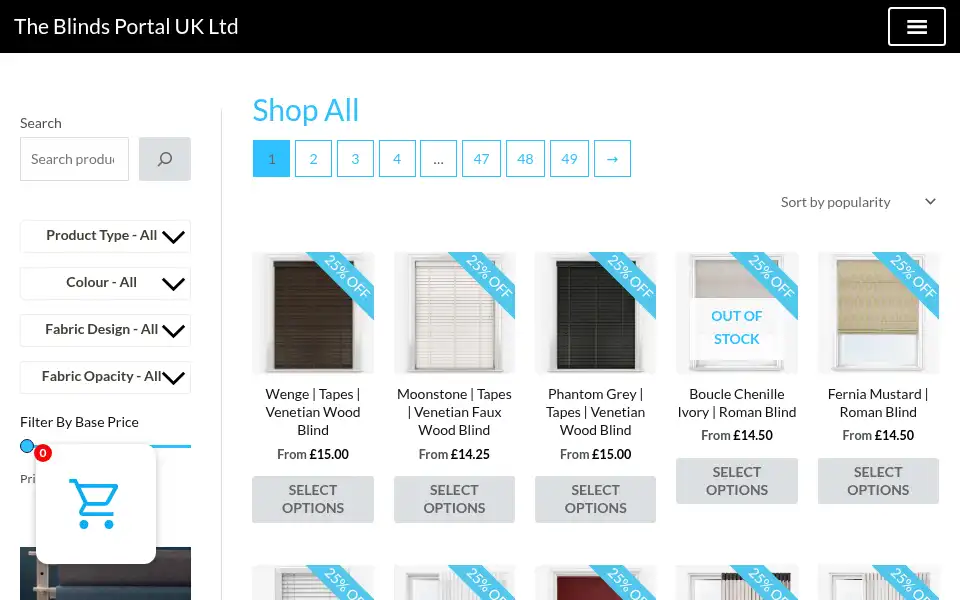 Screenshot of blinds-portal.co.uk