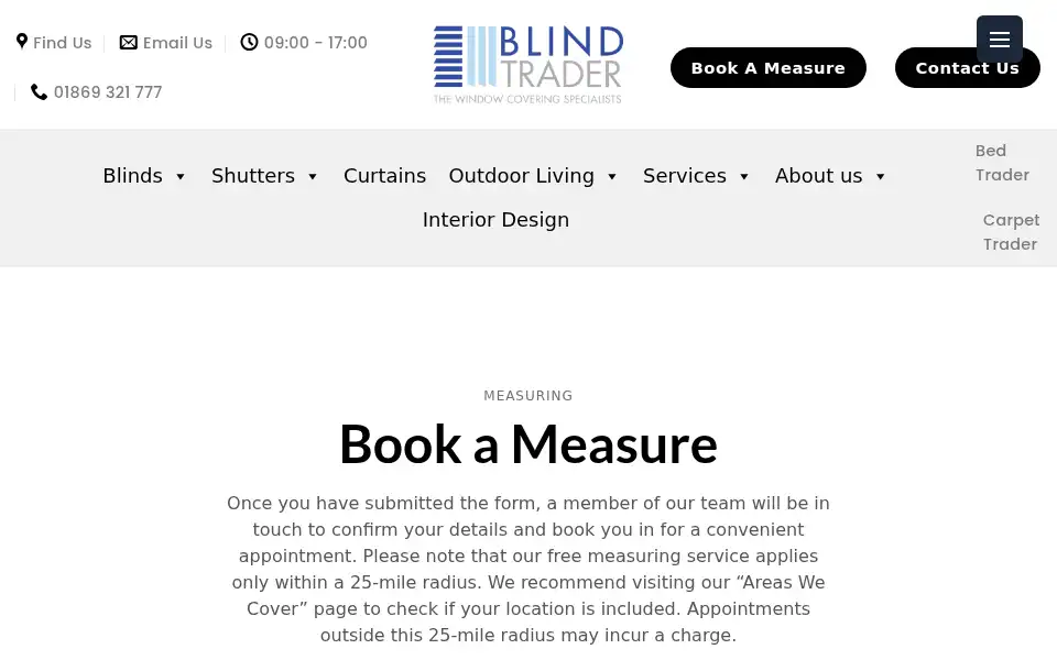 Screenshot of blindtraderbicester.co.uk
