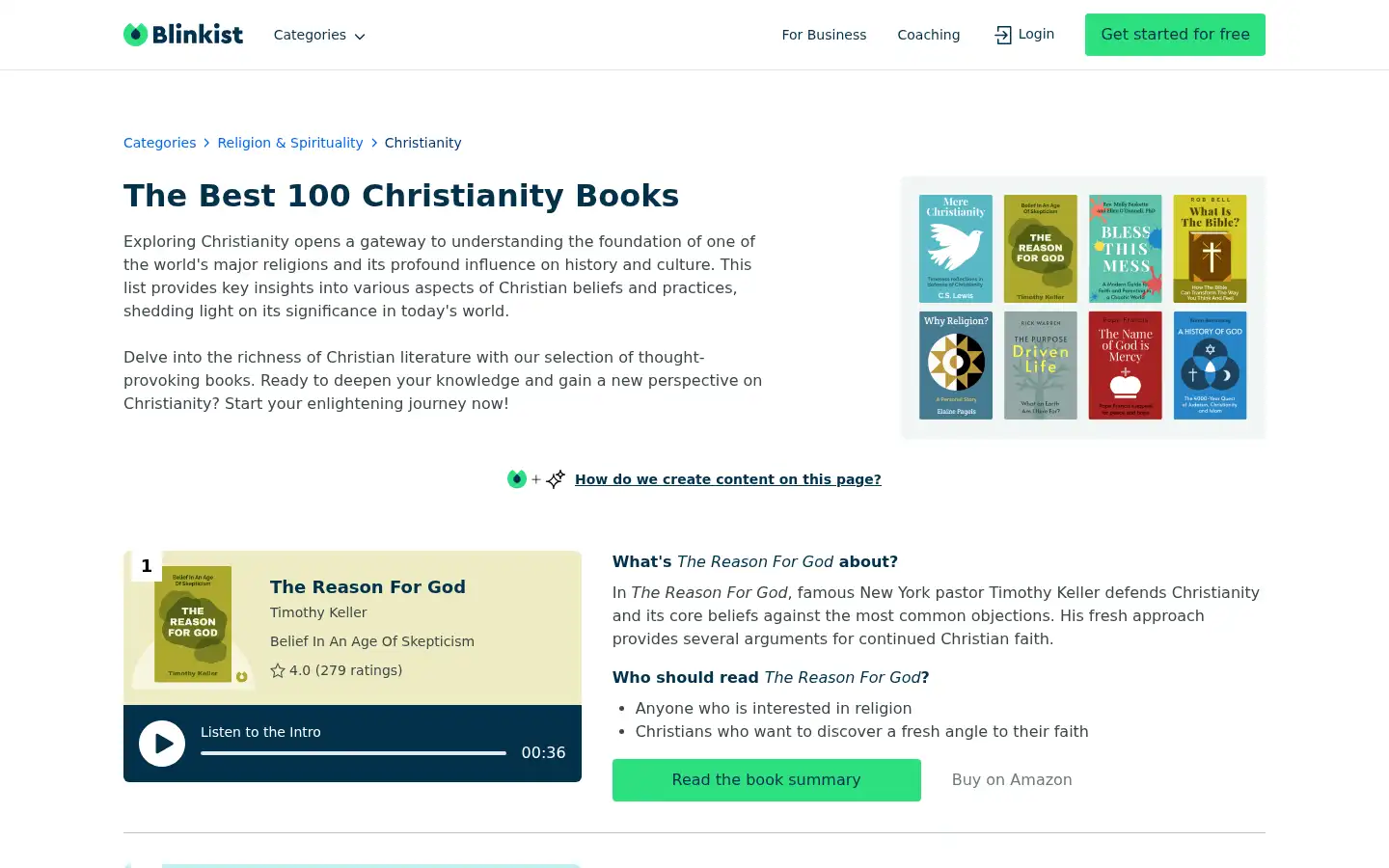 Screenshot of blinkist.com