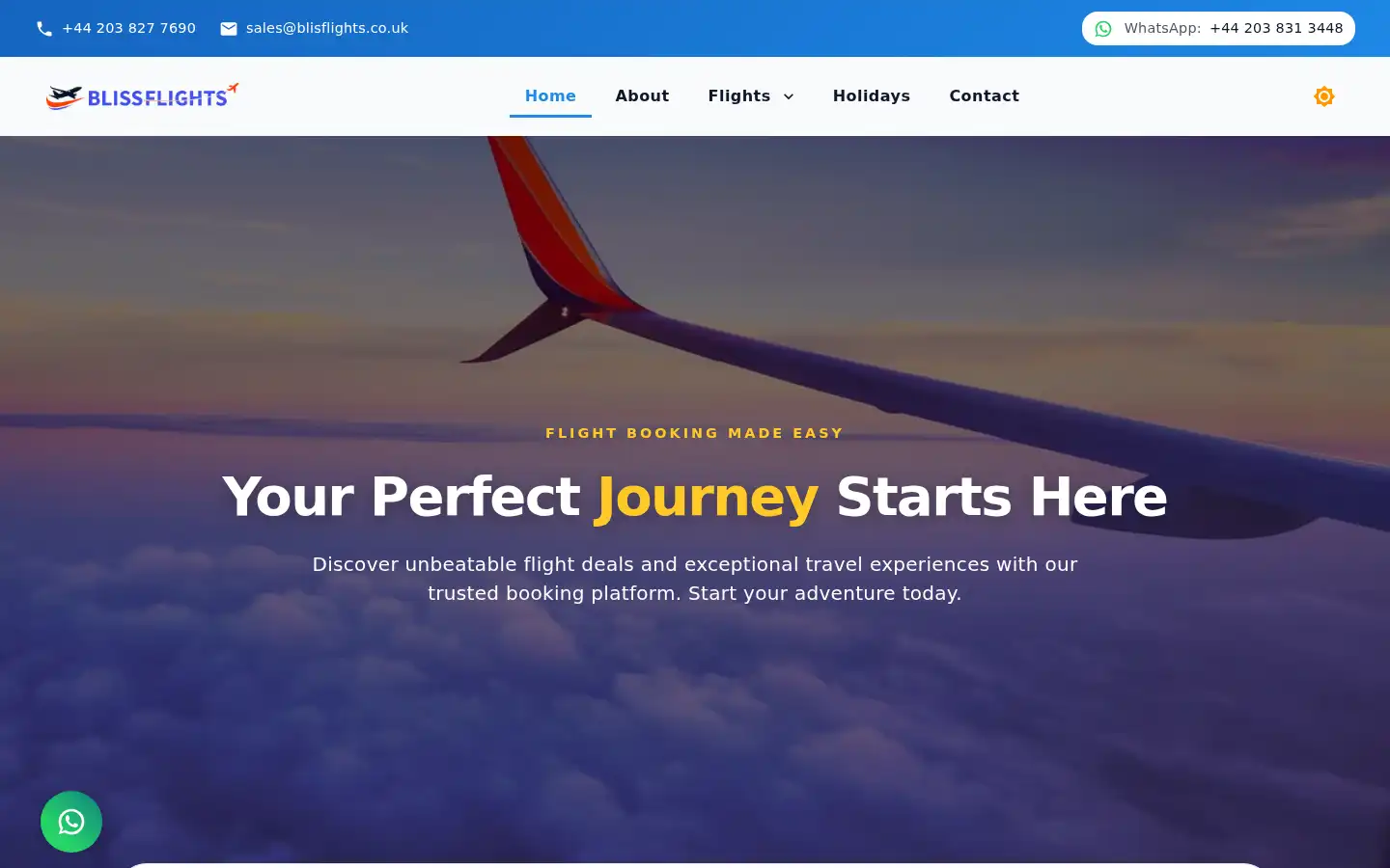 Screenshot of bliss-flights.co.uk