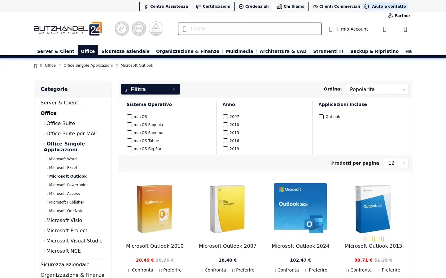 Screenshot of blitzhandel24.it