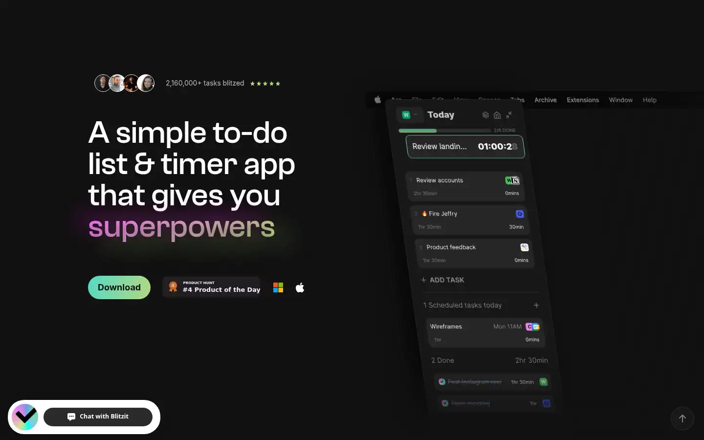 Screenshot of blitzit.app