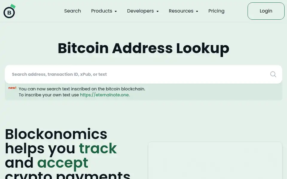 Screenshot of blockonomics.co