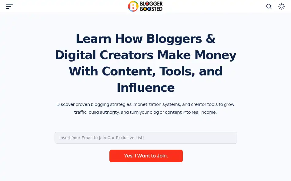 Screenshot of bloggerboosted.com
