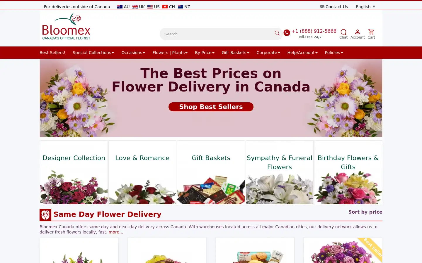 Screenshot of bloomex.ca