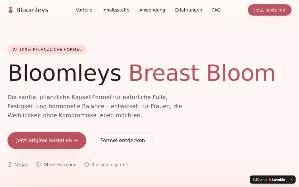 Screenshot of bloomleys-breast-bloom.lovable.app