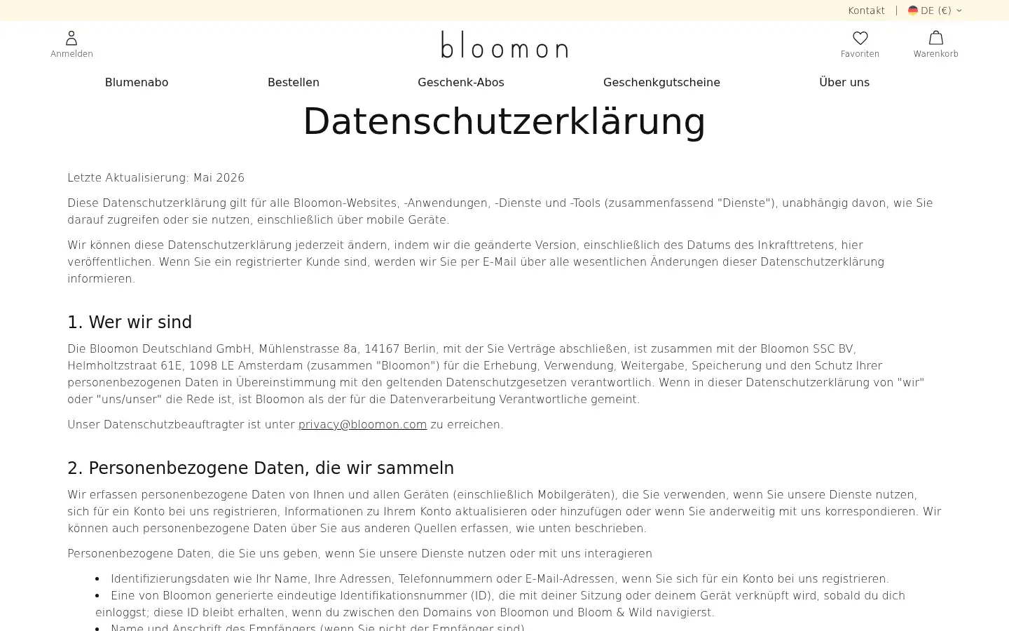 Screenshot of bloomon.de