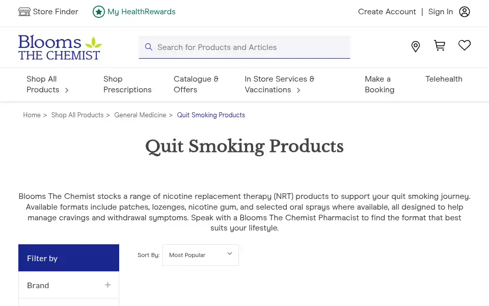 Screenshot of bloomsthechemist.com.au