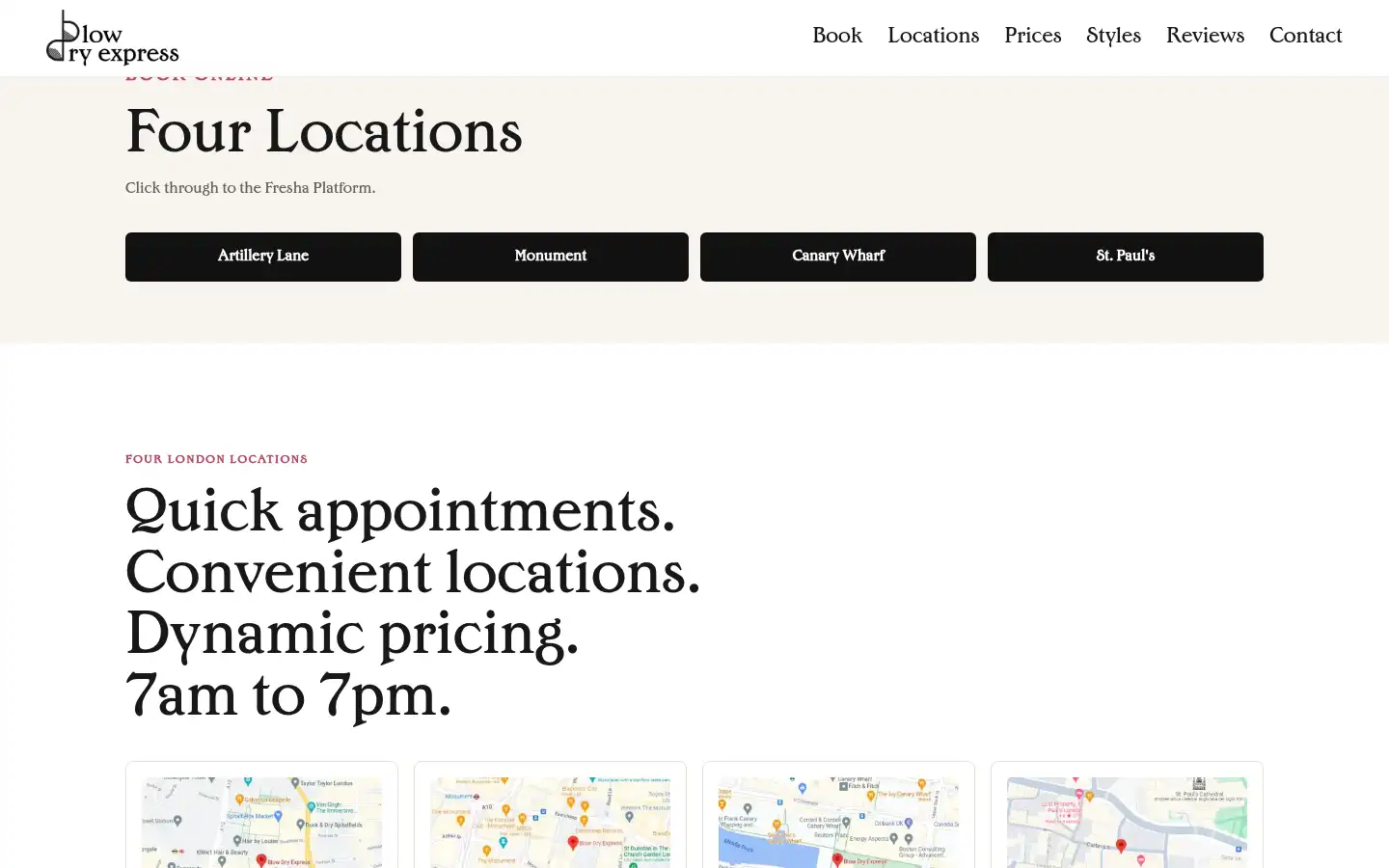 Screenshot of blowdryexpress.co.uk