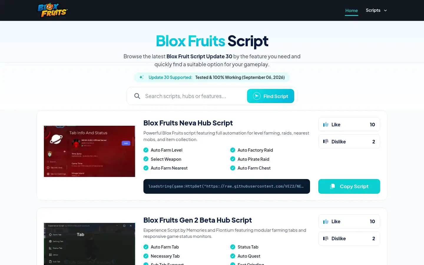 Screenshot of bloxfruit-scripts.com