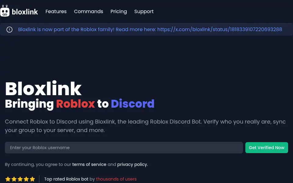 Screenshot of bloxlink.pk