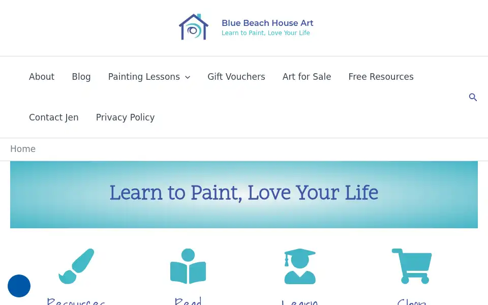 Screenshot of bluebeachhouseart.com
