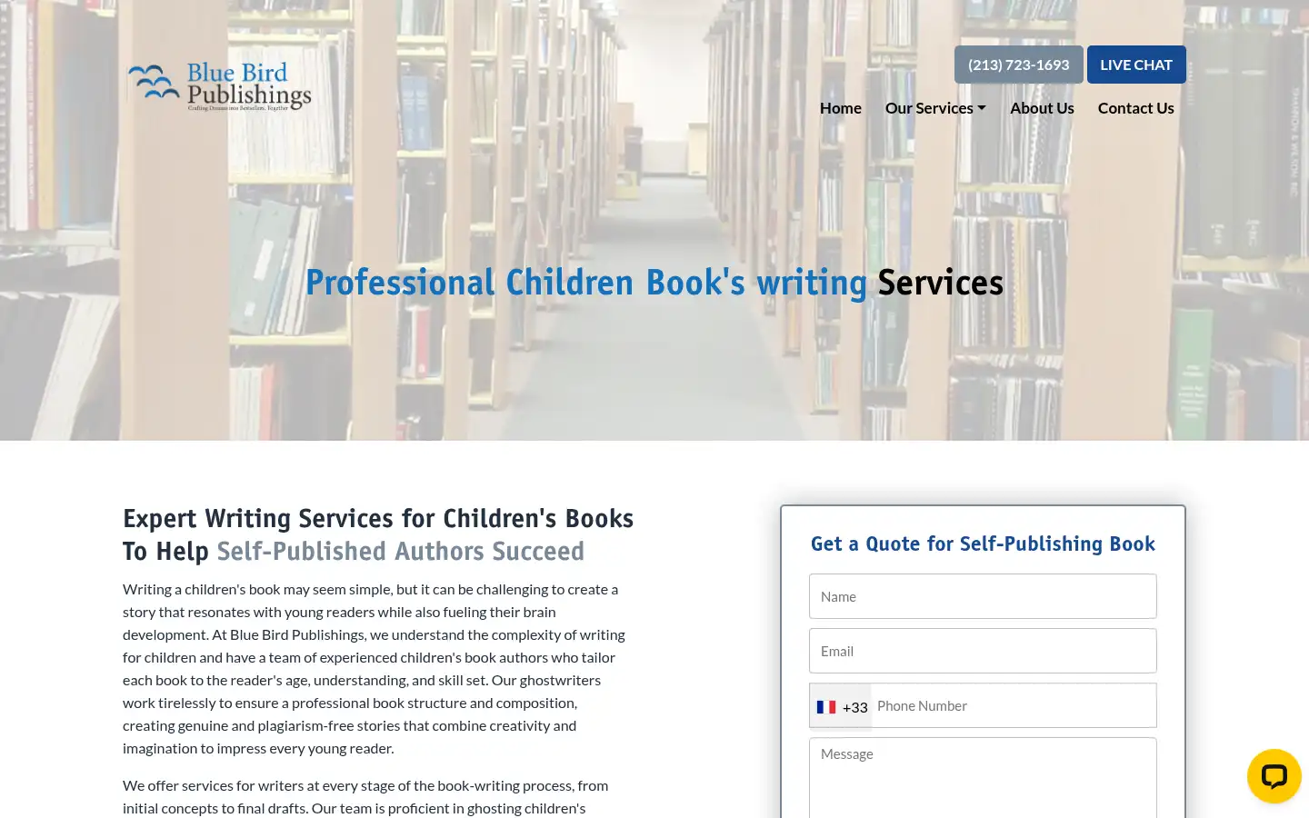 Screenshot of bluebirdpublishings.com