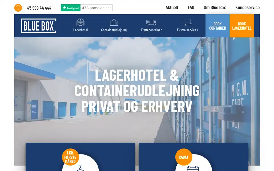Screenshot of blueboxstorage.dk