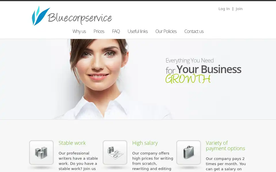 Screenshot of bluecorpservice.com