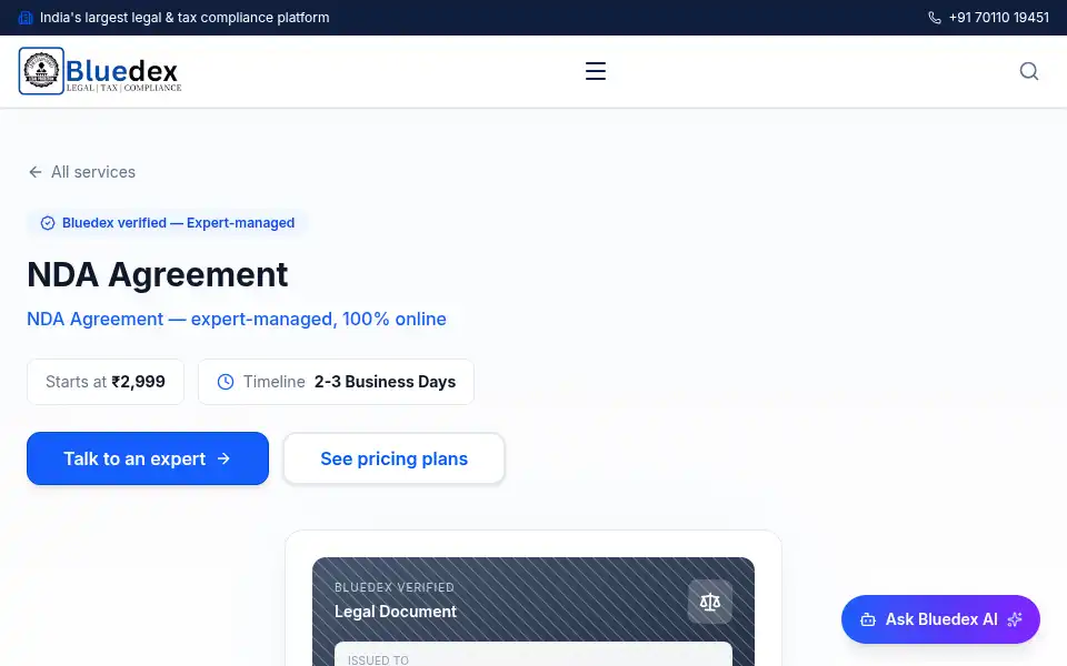 Screenshot of bluedex.in