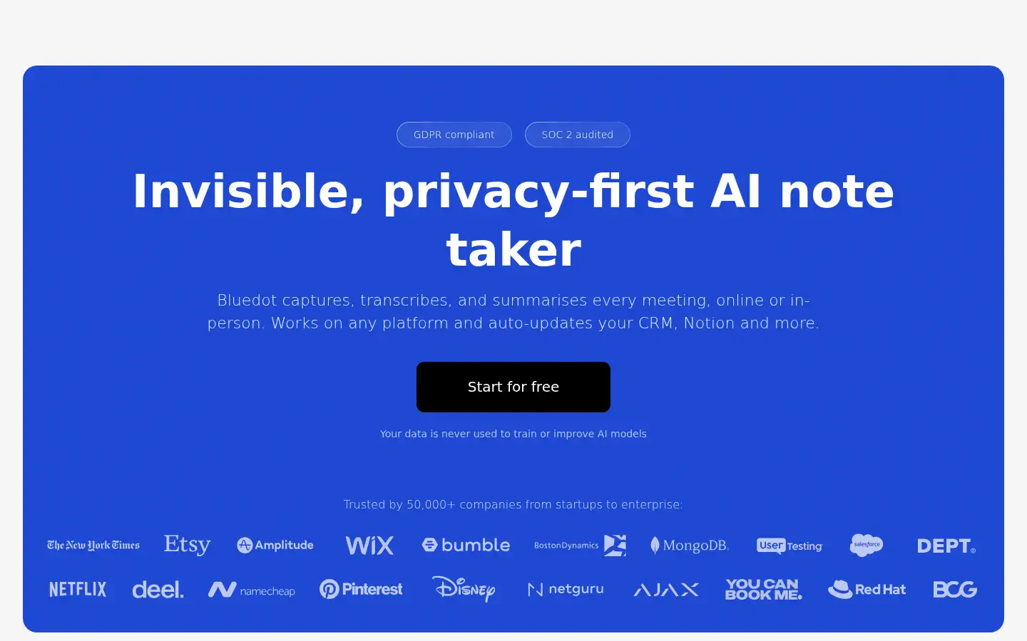 Screenshot of bluedothq.com