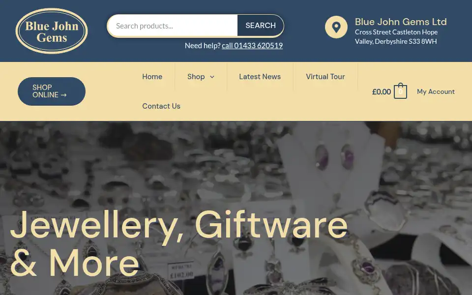 Screenshot of bluejohngems.co.uk