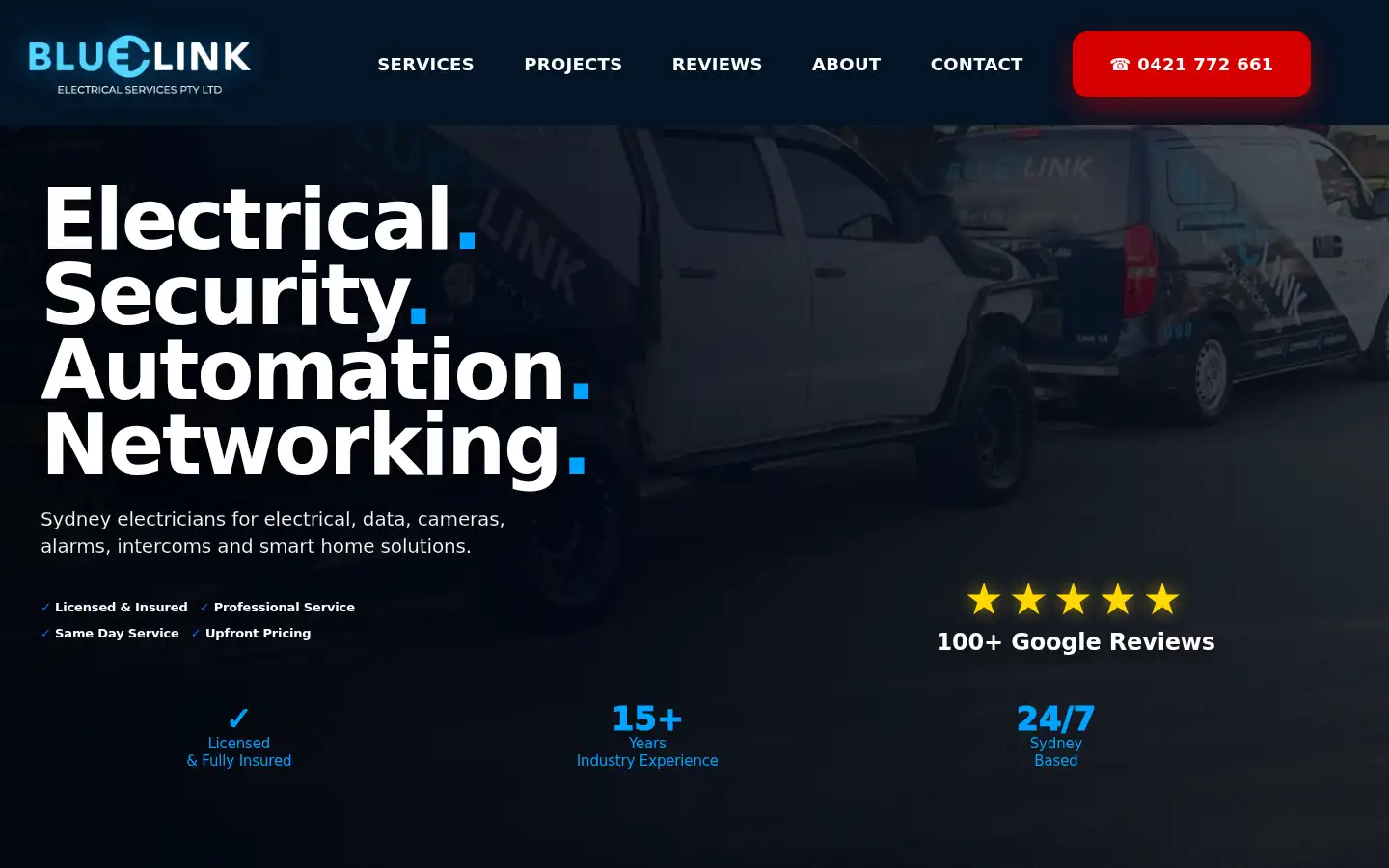 Screenshot of bluelinkelectrical.com.au