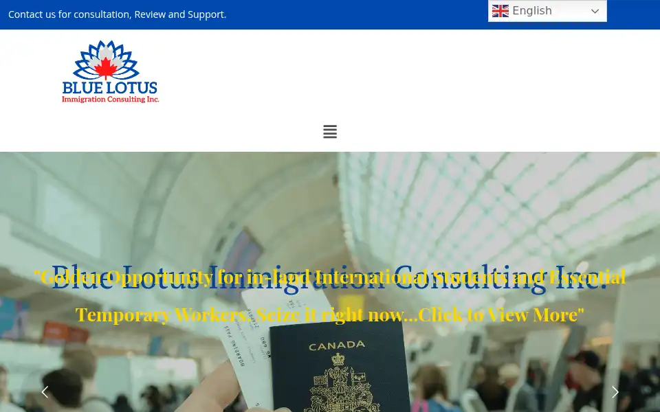 Screenshot of bluelotusimmigration.com