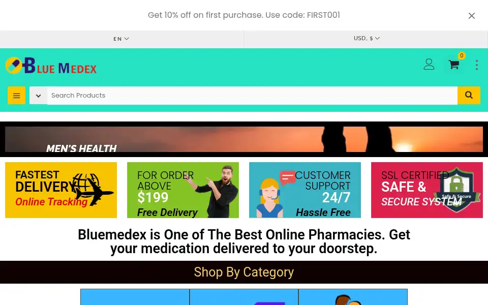 Screenshot of bluemedex.com