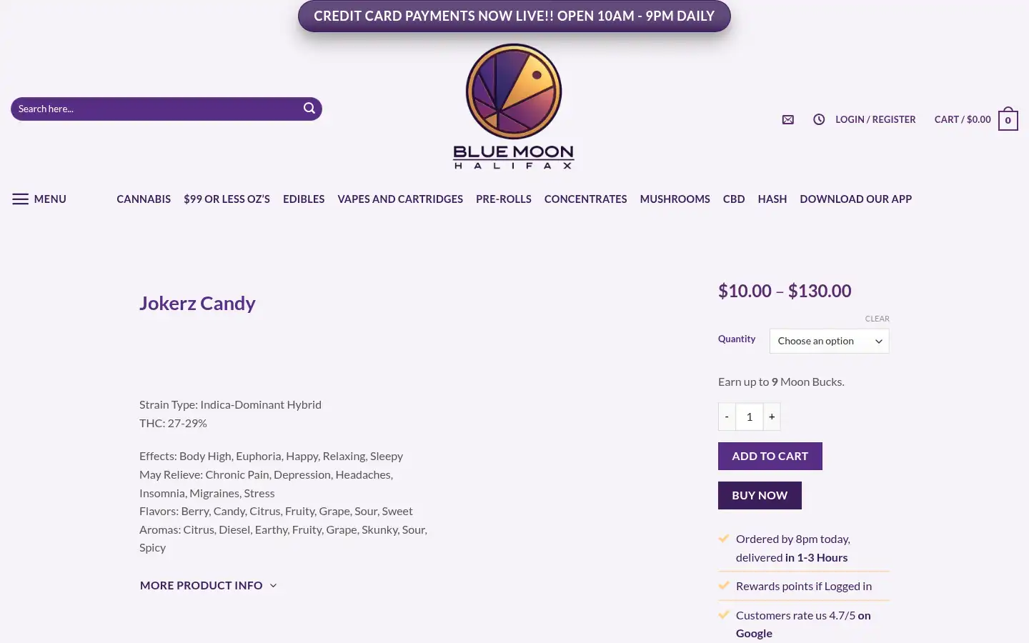 Screenshot of bluemoonhfx.com