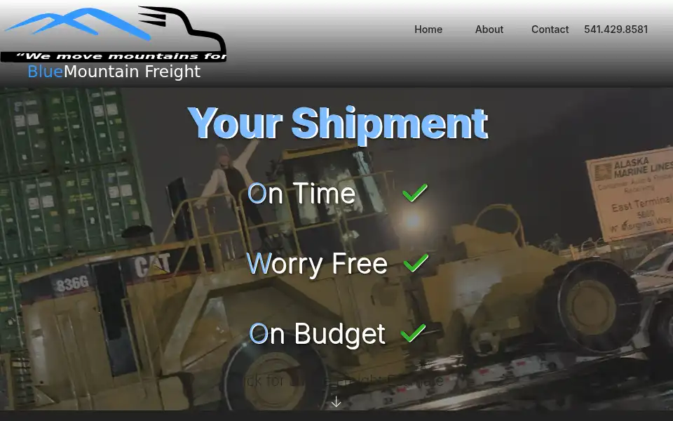 Screenshot of bluemountainfreight.com