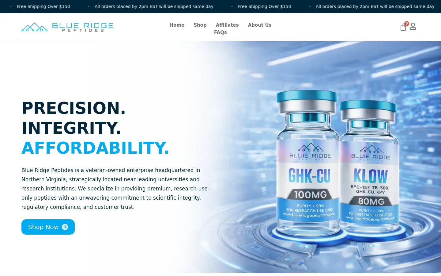 Screenshot of blueridgepeptides.com