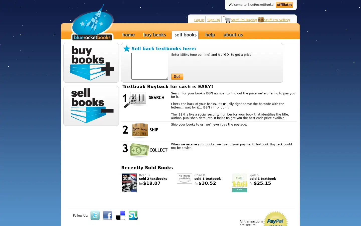 Screenshot of bluerocketbooks.com