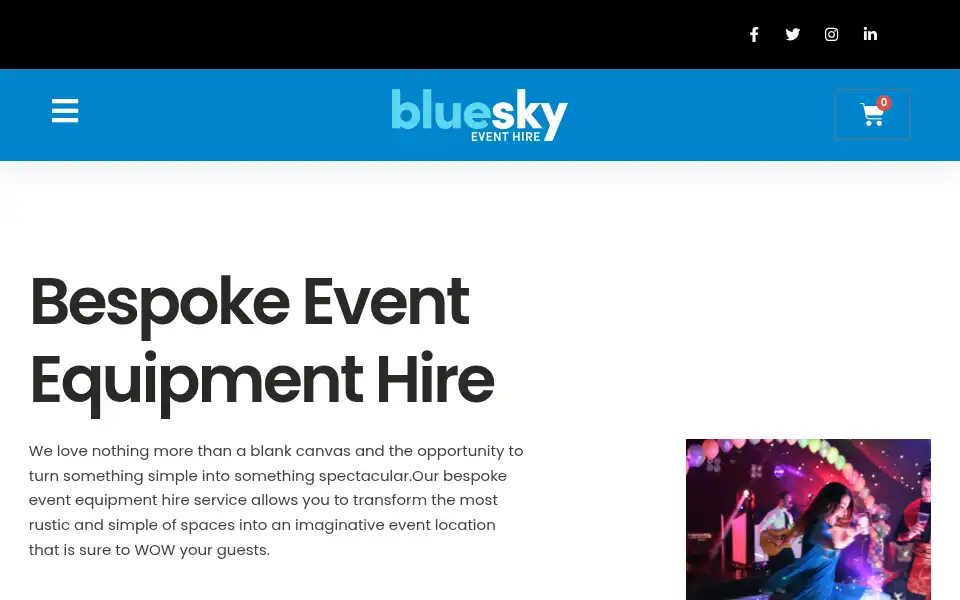 Screenshot of blueskyeventsolutions.co.uk