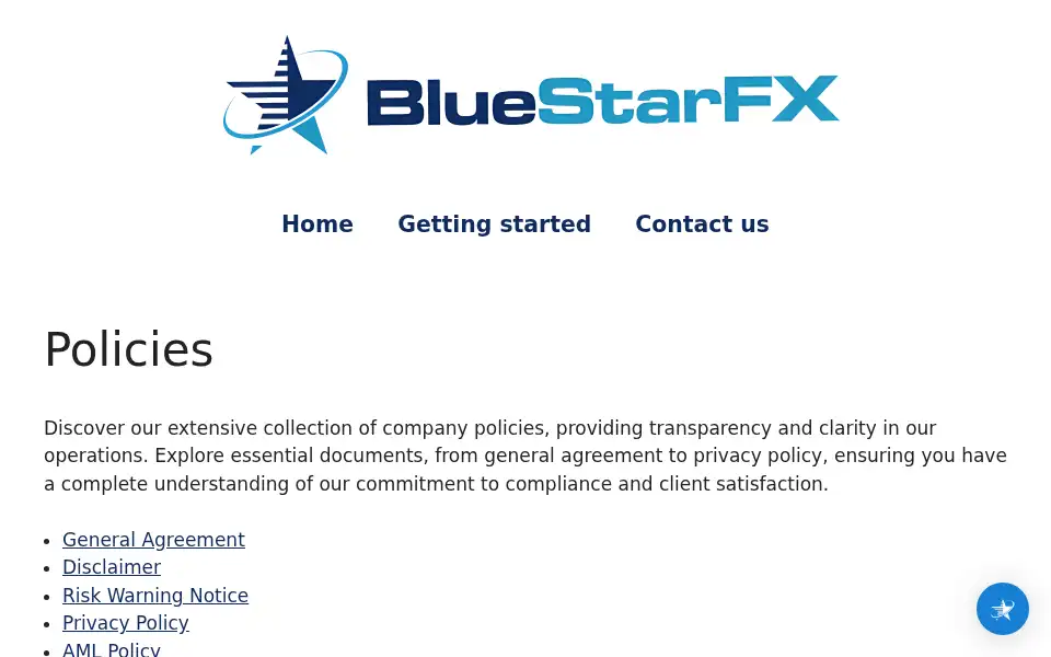 Screenshot of bluestarfx.net