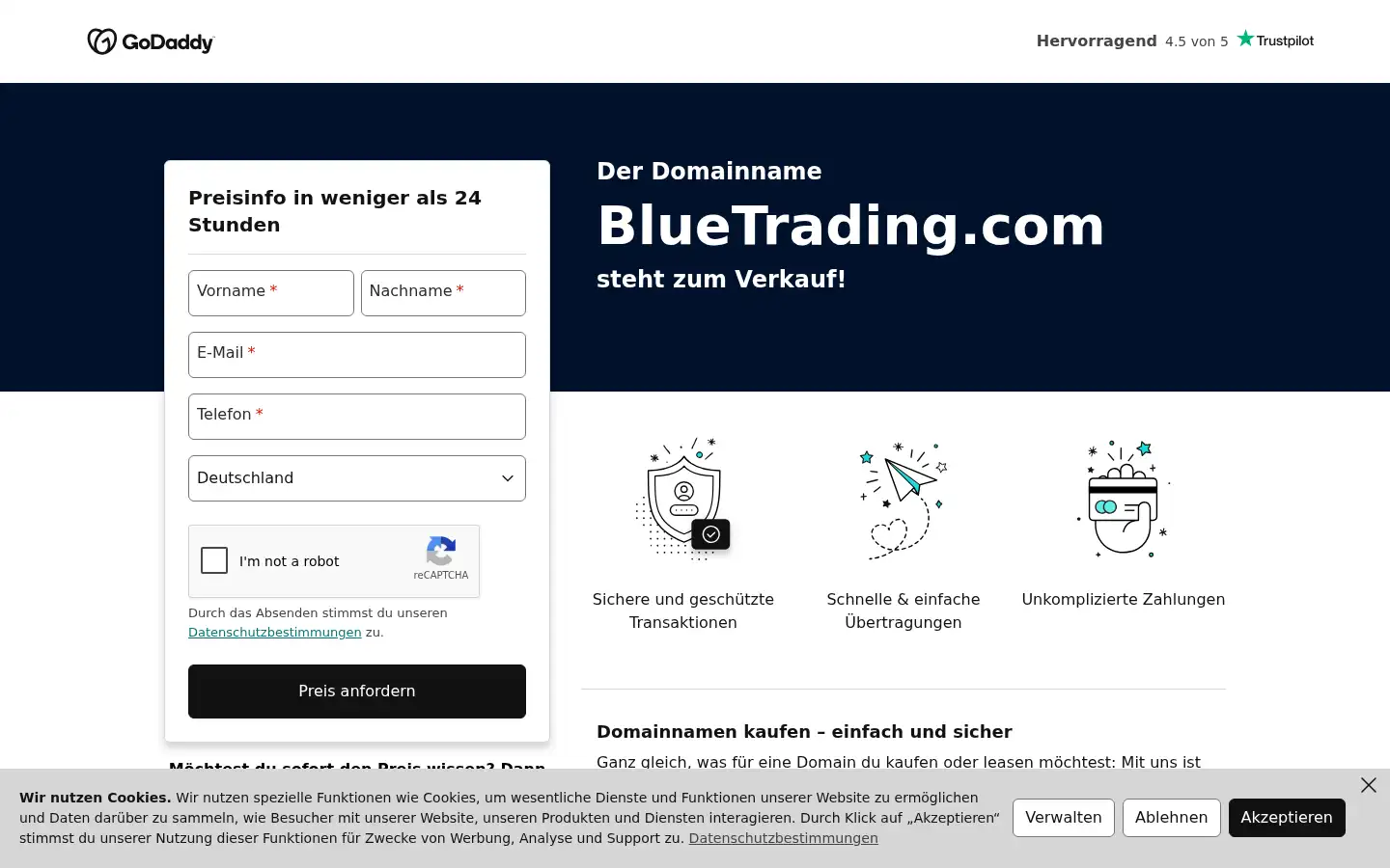 Screenshot of bluetrading.com