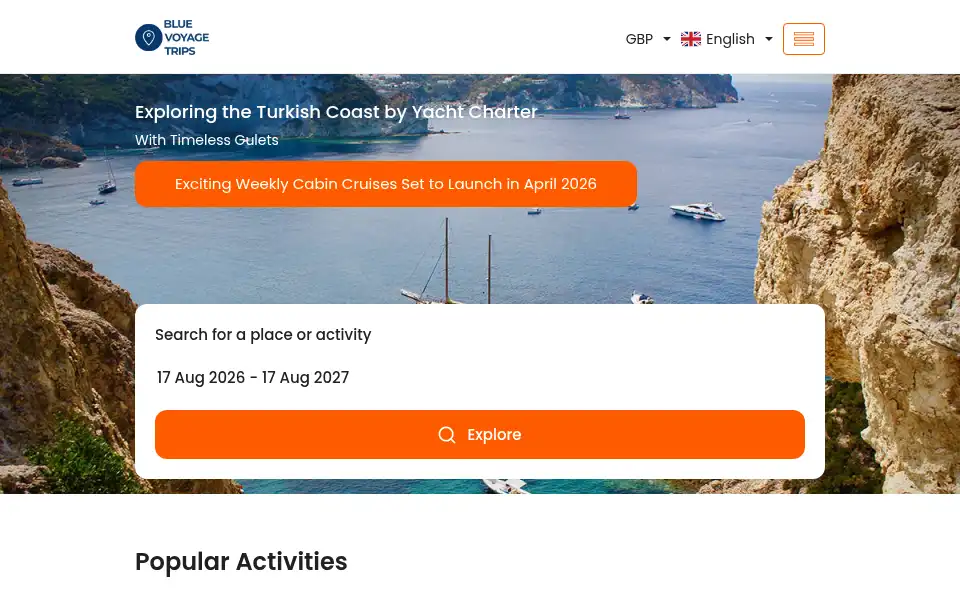 Screenshot of bluevoyagetrips.com