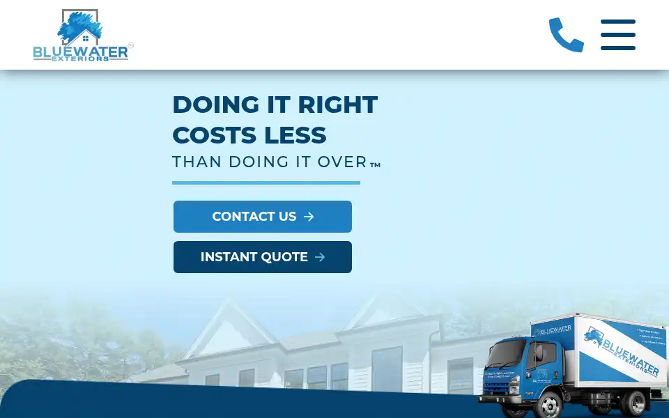 Screenshot of bluewaterexteriors.com