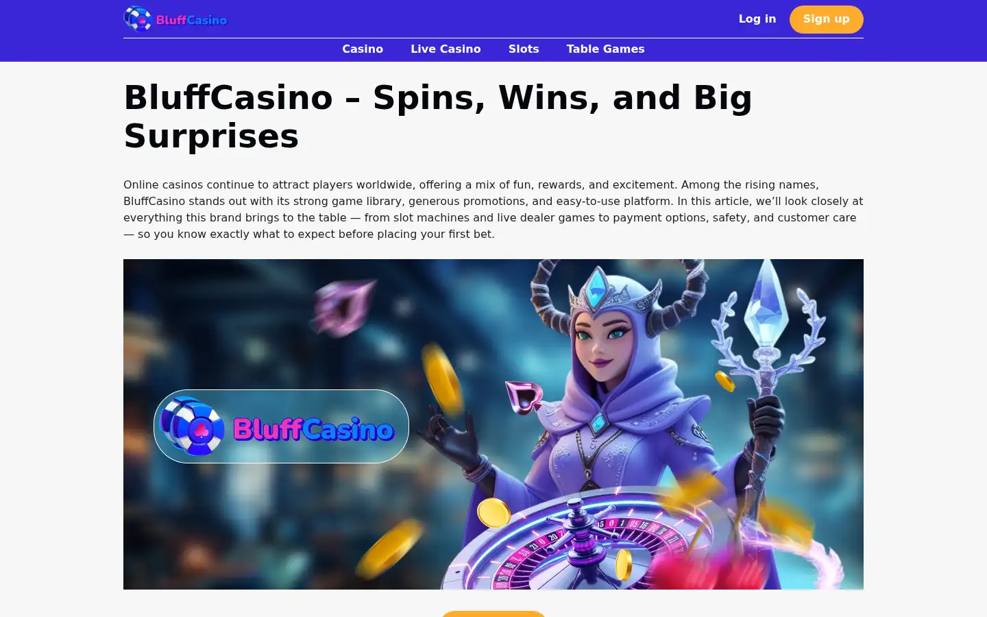 Screenshot of bluff-casino.com