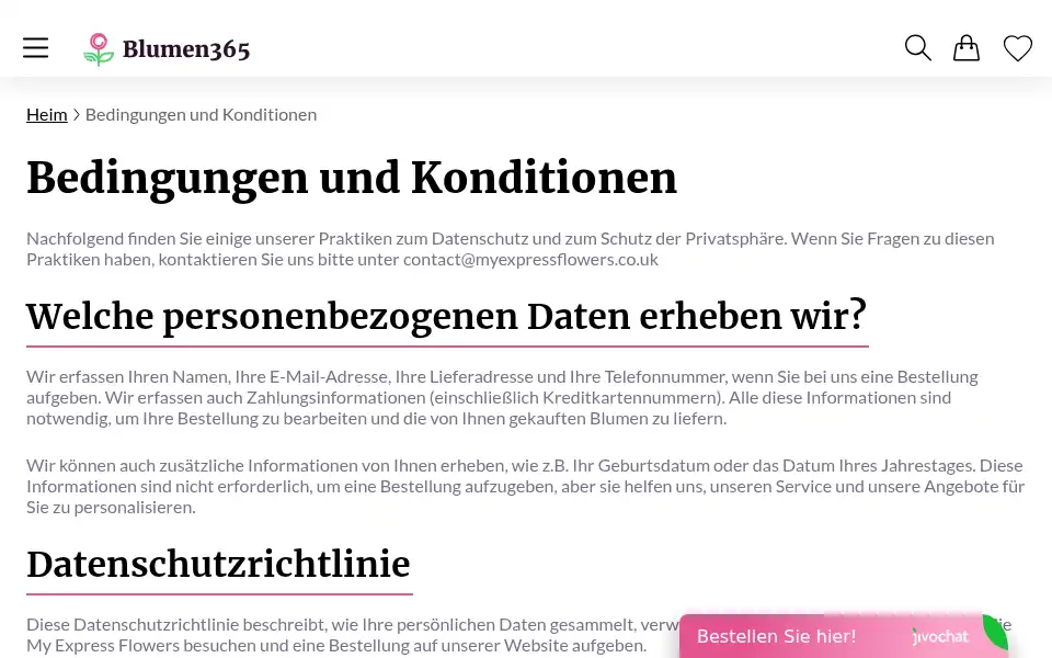 Screenshot of blumen365.at