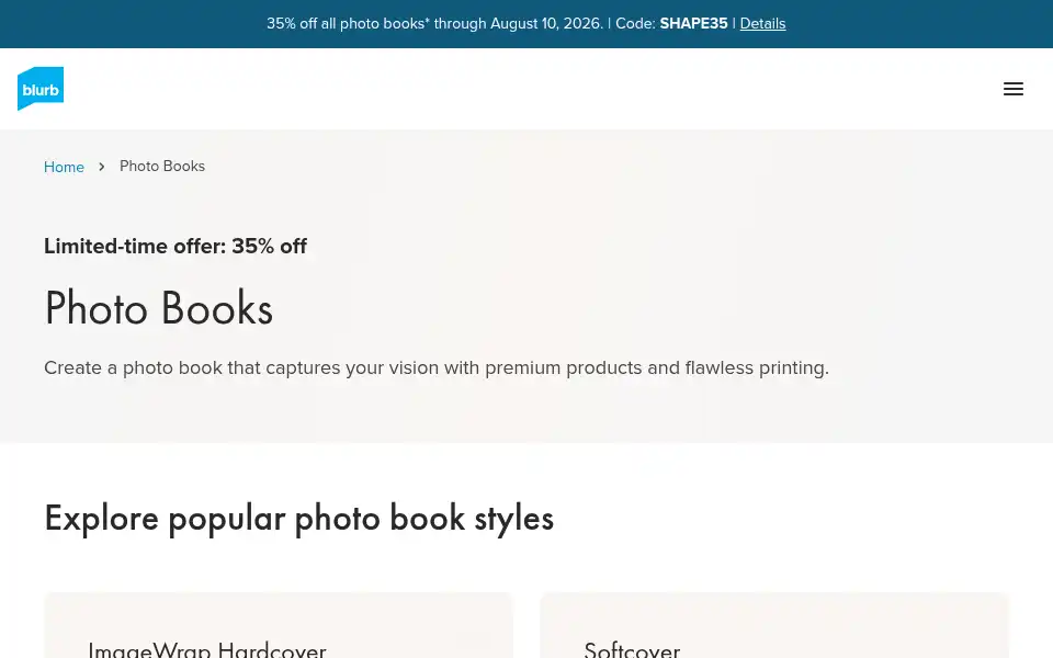 Screenshot of blurb.ca