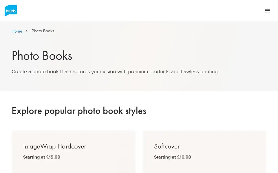 Screenshot of blurb.co.uk