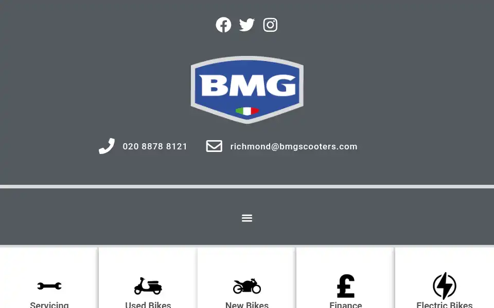 Screenshot of bmgscooters.com