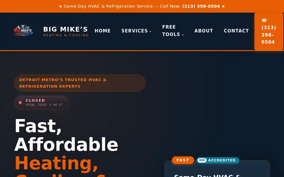 Screenshot of bmhvacr.com