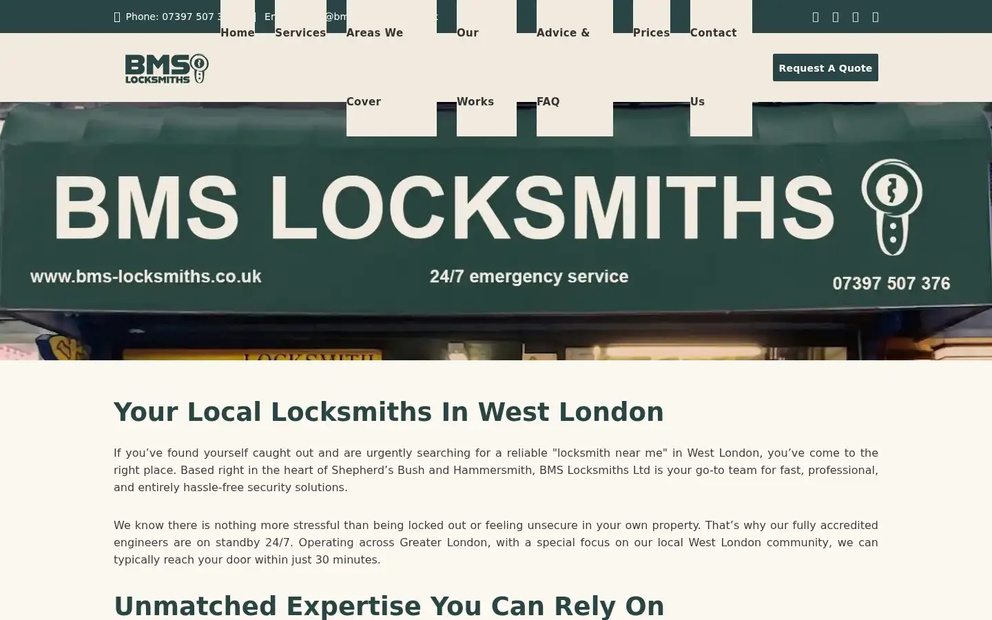 Screenshot of bms-locksmiths.co.uk