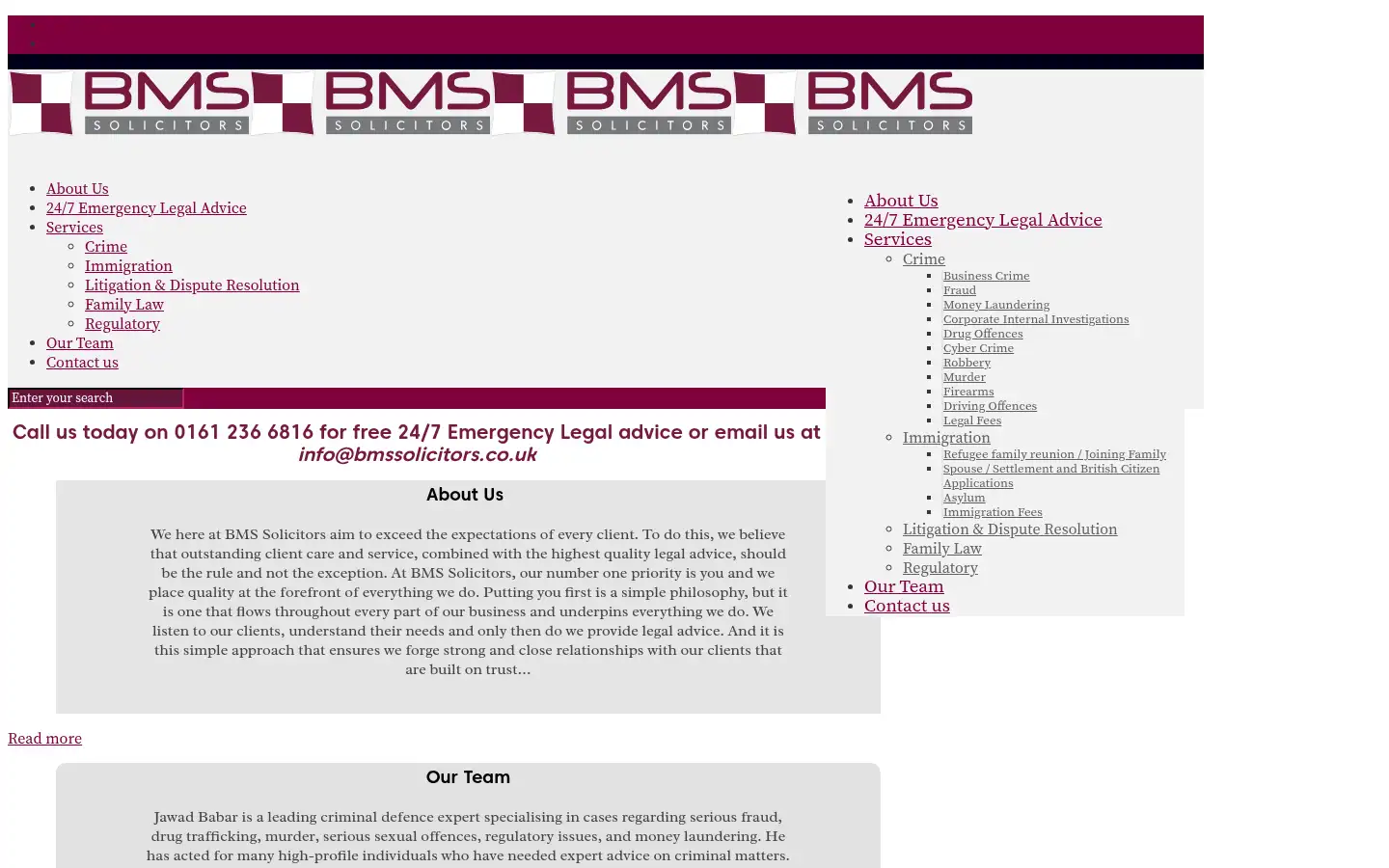 Screenshot of bmssolicitors.co.uk