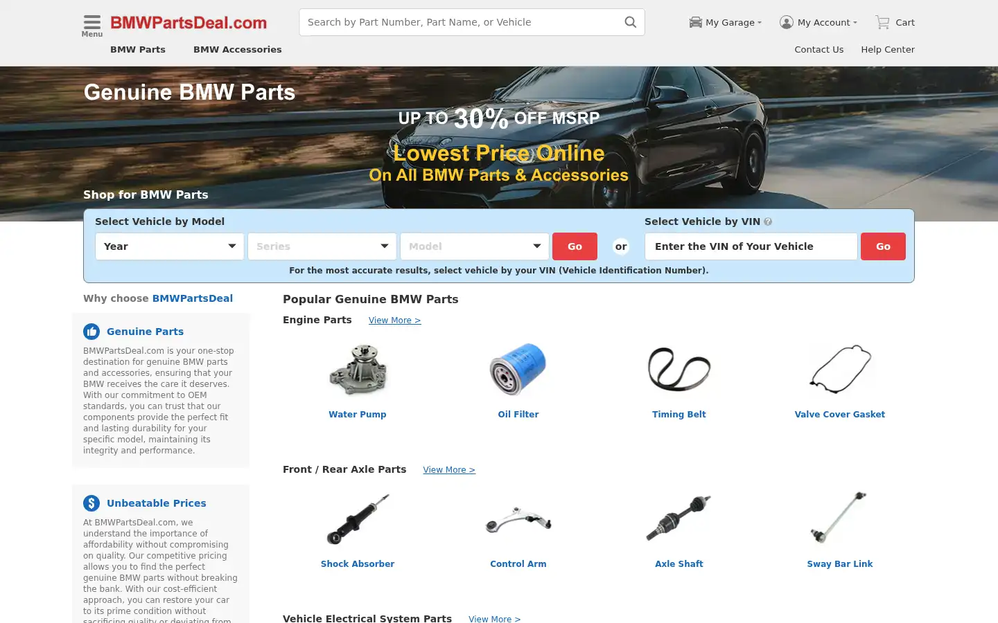 Screenshot of bmwpartsdeal.com