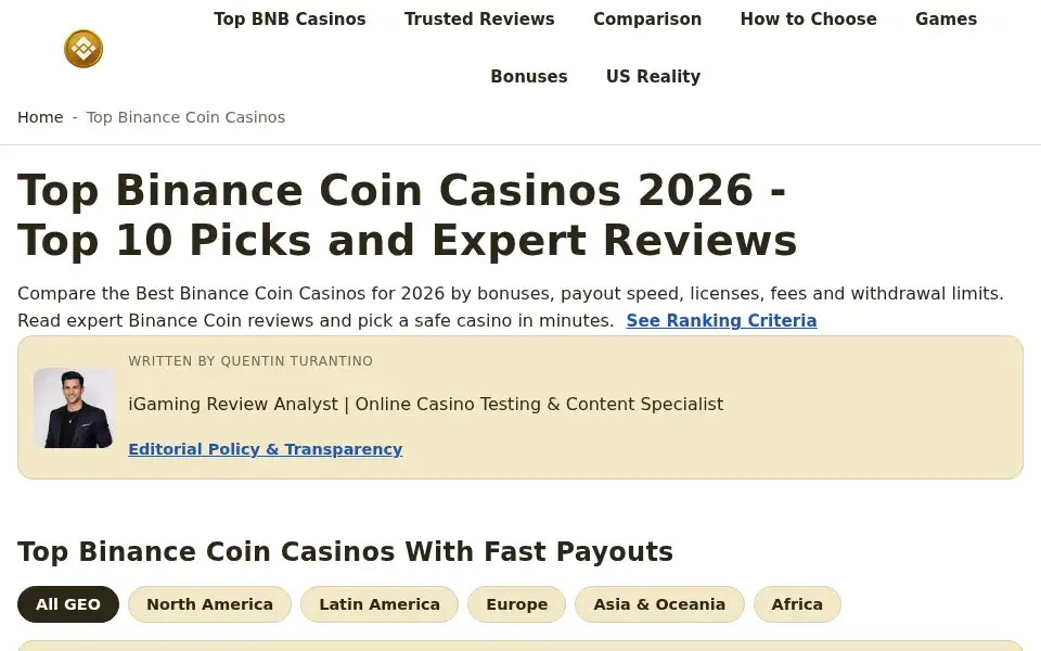 Screenshot of bnb-casinos.com