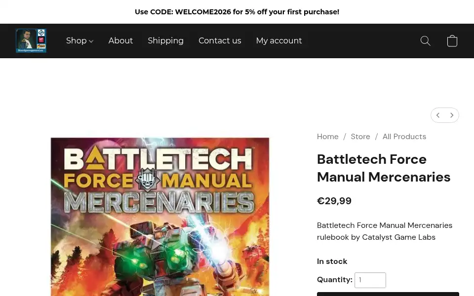 Screenshot of boardgamegeneral.eu