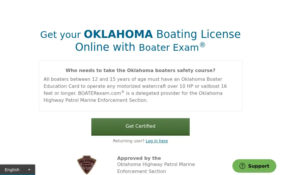 Screenshot of boaterexam.com