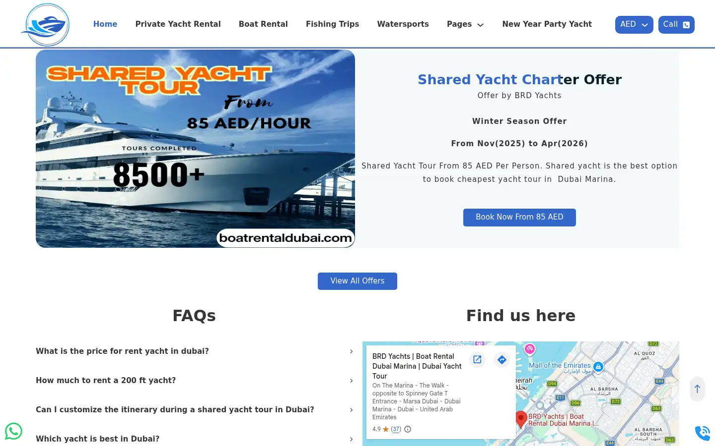 Screenshot of boatrentaldubai.com