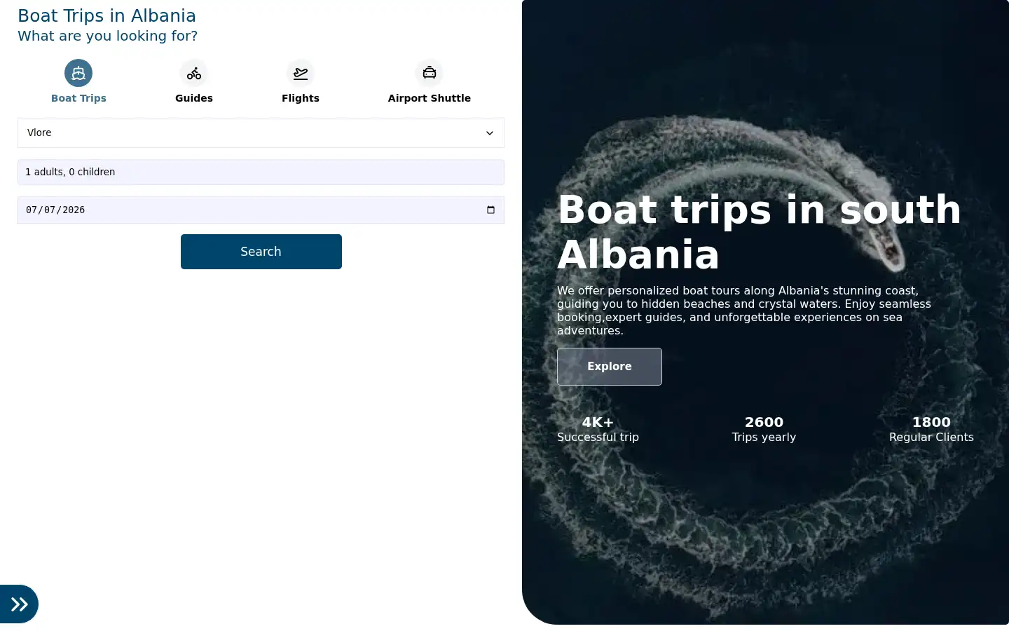Screenshot of boattrips.al