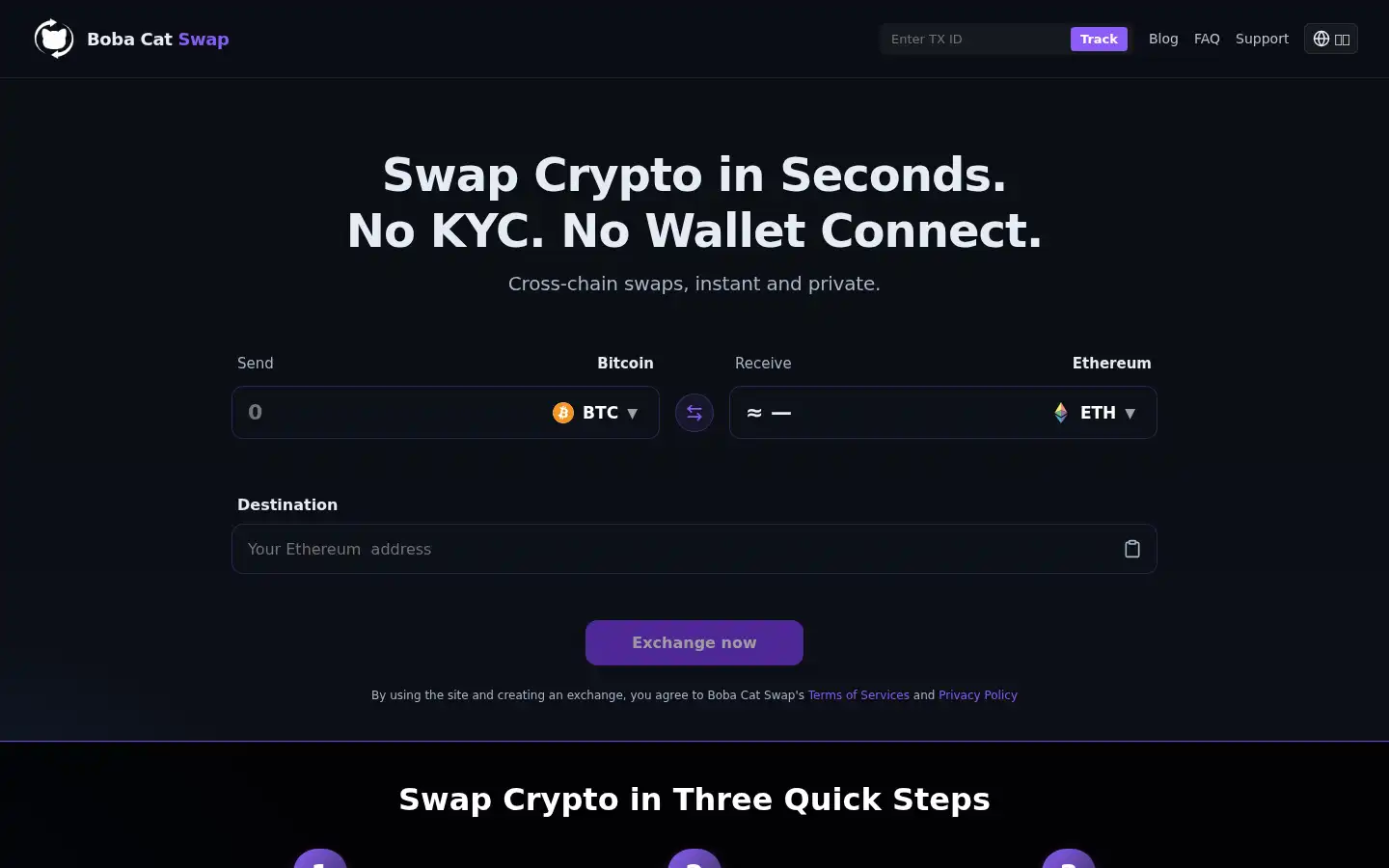 Screenshot of bobacatswap.com